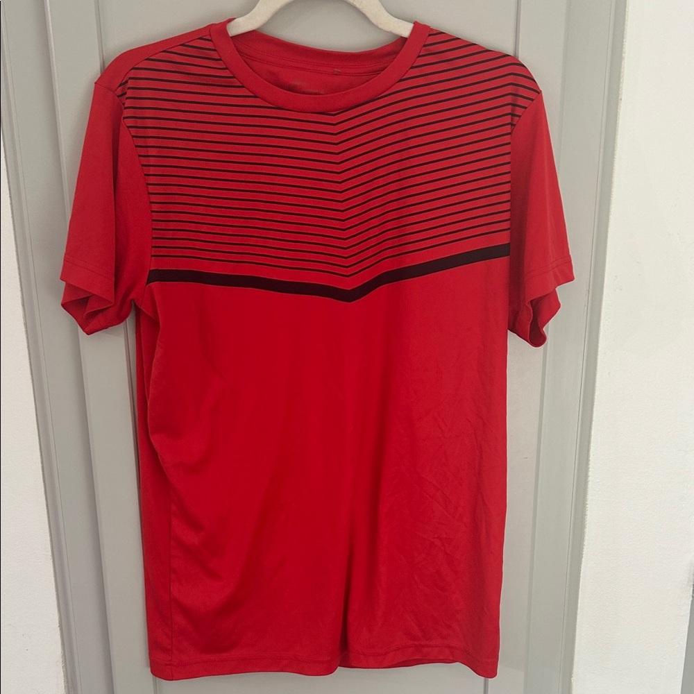 Vibrant Red Striped Men's Tee